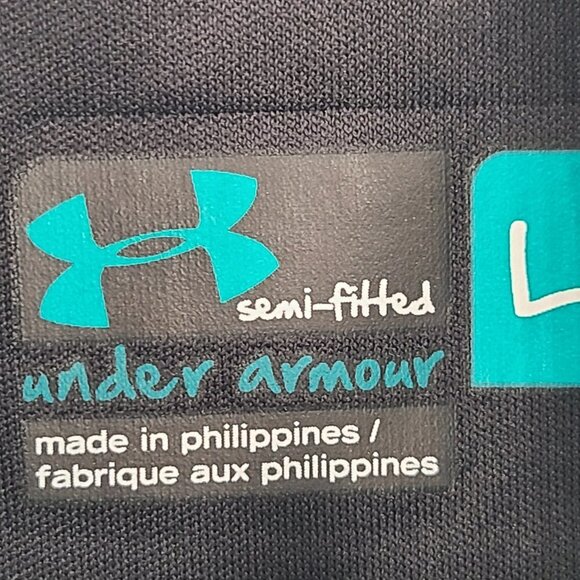 Under Armour 1/4 Zip Pullover Athletic black‎ teal Size Large L Semi-Fitted - Picture 3 of 8